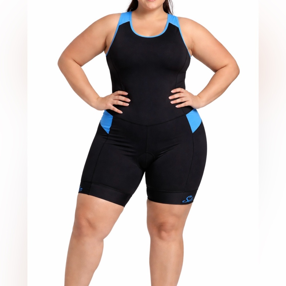 Santic Women’s 2XL Triathlon Tri Suit Black Blue Padded Cycling One Piece